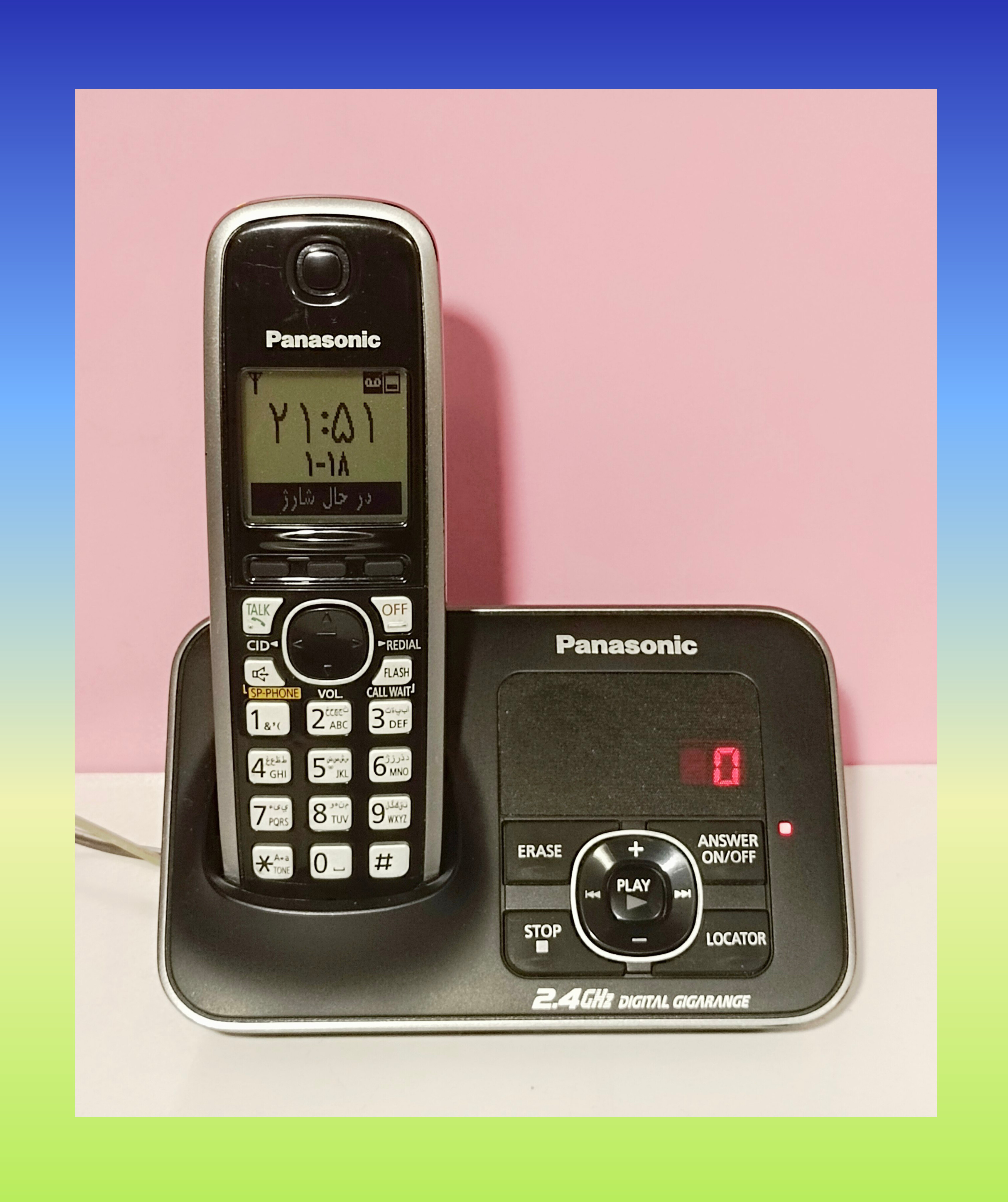 تلفن بی‌سیم پاناسونیک (نو ویترینی) مدل KX-TG3721 منوی فارسی