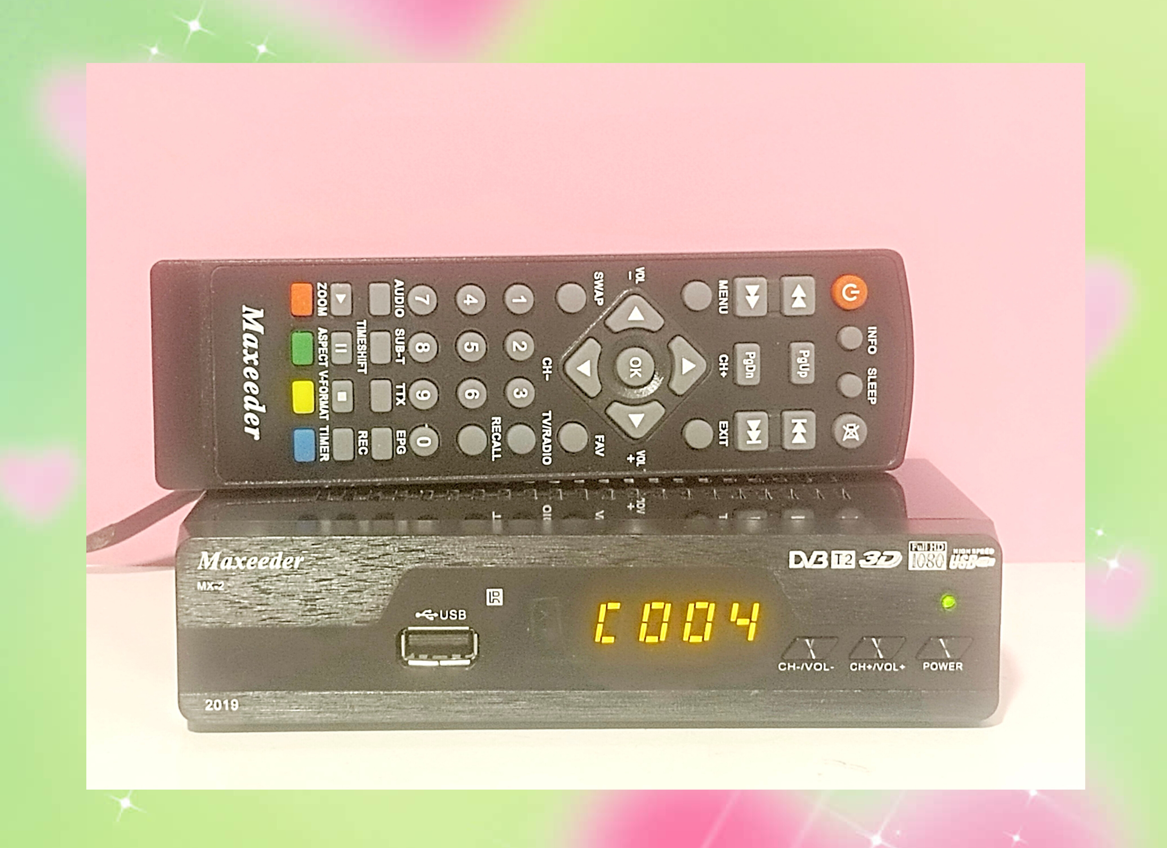 تصویر مینی گیرنده دیجیتال مکسیدر MX-2 مدل 2019 کارکرده با کنترل نو و یک سال ضمانت (ابعاد دستگاه ۹ در ۱۵ سانتیمتر) DVB-T2 FULL HD