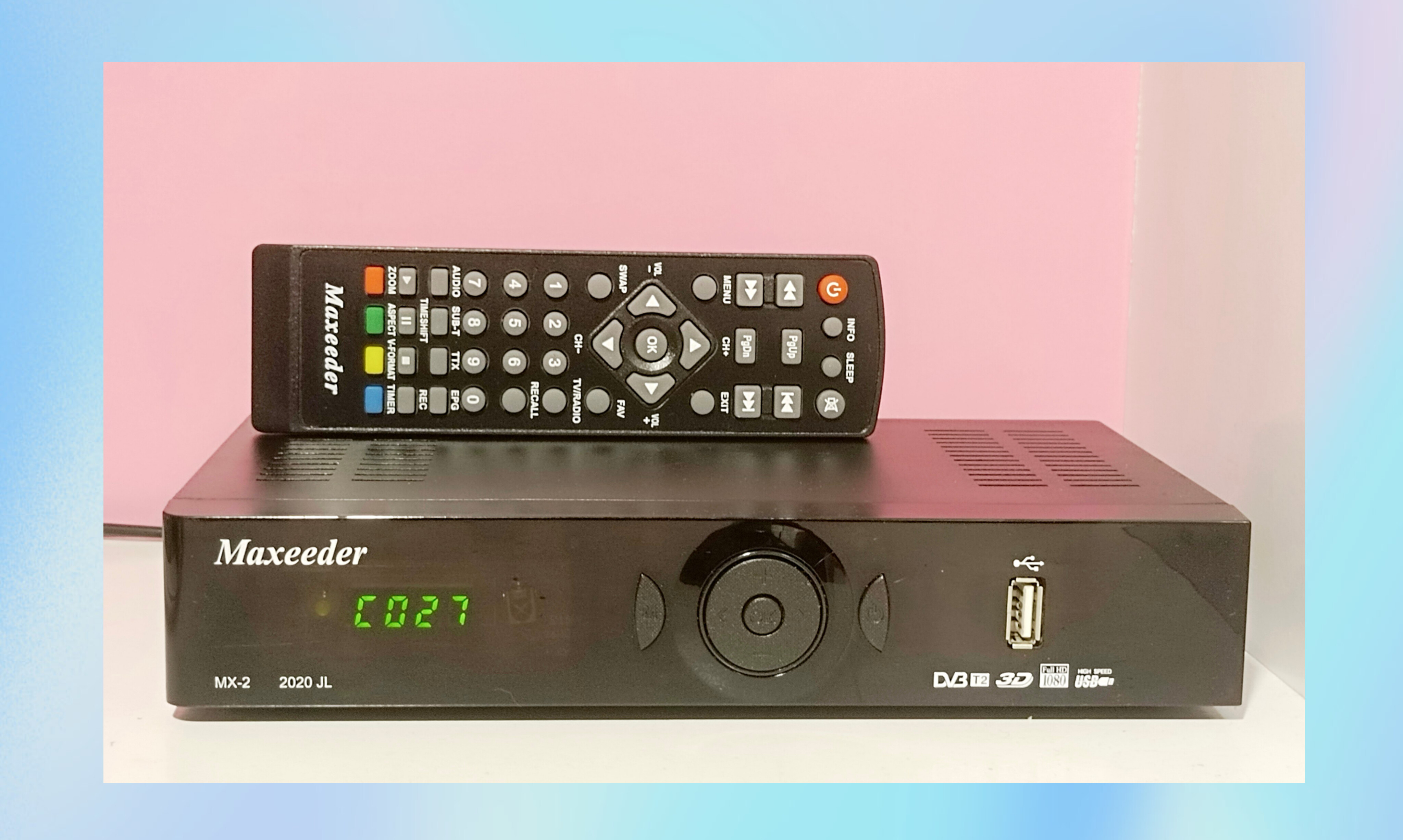 تصویر گیرنده دیجیتال مکسیدر MX-2 مدل 2020JL استوک کاملا سالم با کنترل نو و یک سال ضمانت DVB-T2